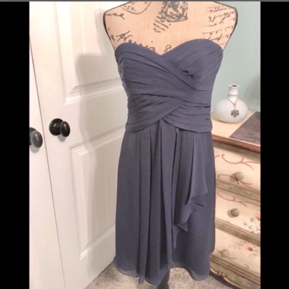 NWT Gorgeous David’s Bridal Strapless Navy Dress Sz  8